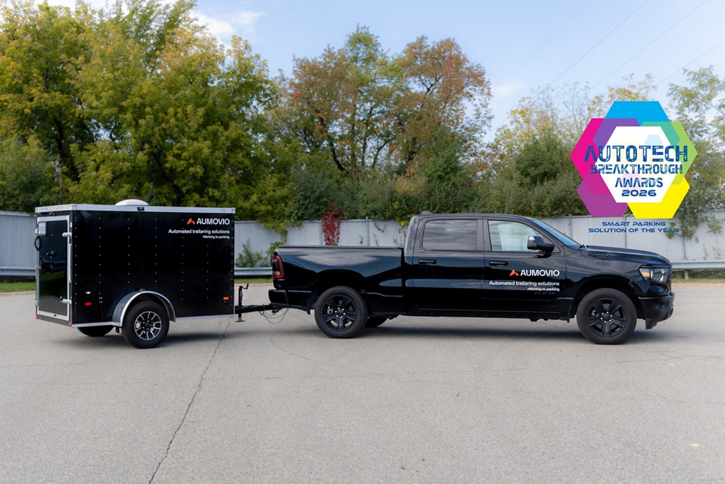AUMOVIO's Trailer Park Assist earned the 2026 AutoTech Breakthrough Smart Parking Solution of the Year award.